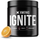 Xwerks Ignite Orange Pre Workout Powder, Natural Keto Pre Workout for Women and Hombres with Explosive Energy, Gluten Free Blend for Endurance and Stamina, 150mg Caffeine, 30 Servings