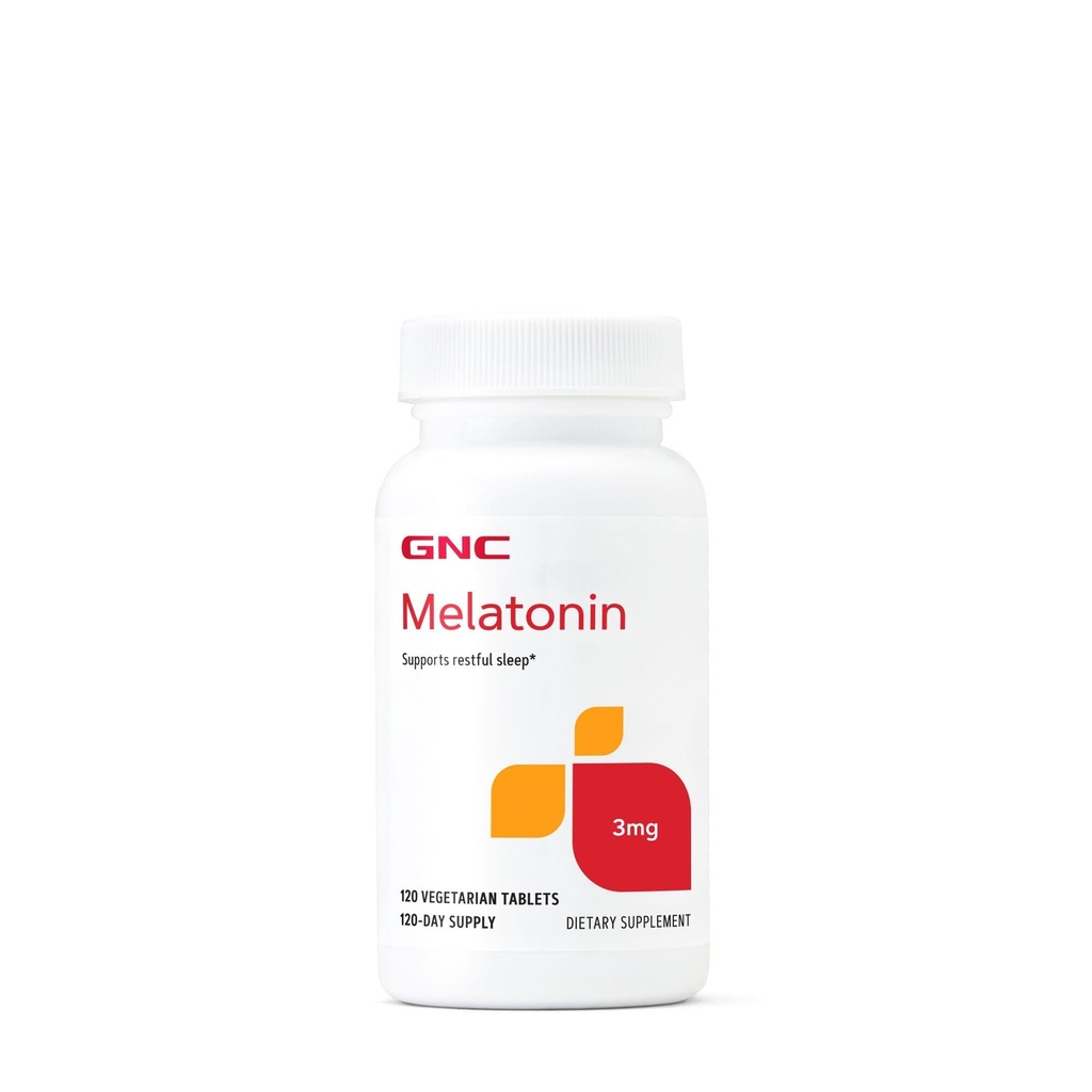 GNC Melatonin 3mg Suplemento, soporta sueño reparador, 120 Serviciones
