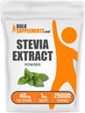 BulkSupplements.com Extract Powder Stevia - Stevia Sweetener - Zero Calorie Sweetener, Gluten Free, 40 mg por Serving, 1kg (2.2 libras) (Pack of 1)