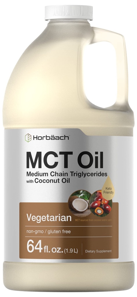 Horbäach MCT Oil 64 oz TENIDO 100% Puro Silencioso con café, té, jugo y líquidos TENIDO Relación calidad/precio Fórmula sin sabor ANTE Keto, Vegetariano, No GMO y Gluten Gratis