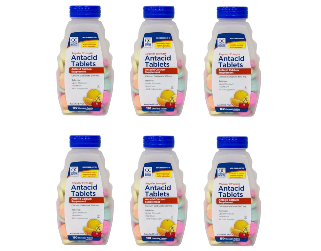 Opciones de calidad Carbonato de calcio de fuerza regular 500 mg Tablas de corte de ácido, 150 Cuenta - Pack de 6