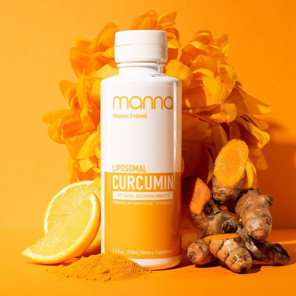Vitaminas Manna Curcumina Líquida Liposomal Evolutiva para Absorción Avanzada Mejor Suplemento Turmérico para el Soporte Médico Conjunto Diario - Vegan, No GMO, 95% Curcuminoides (1 Pack)