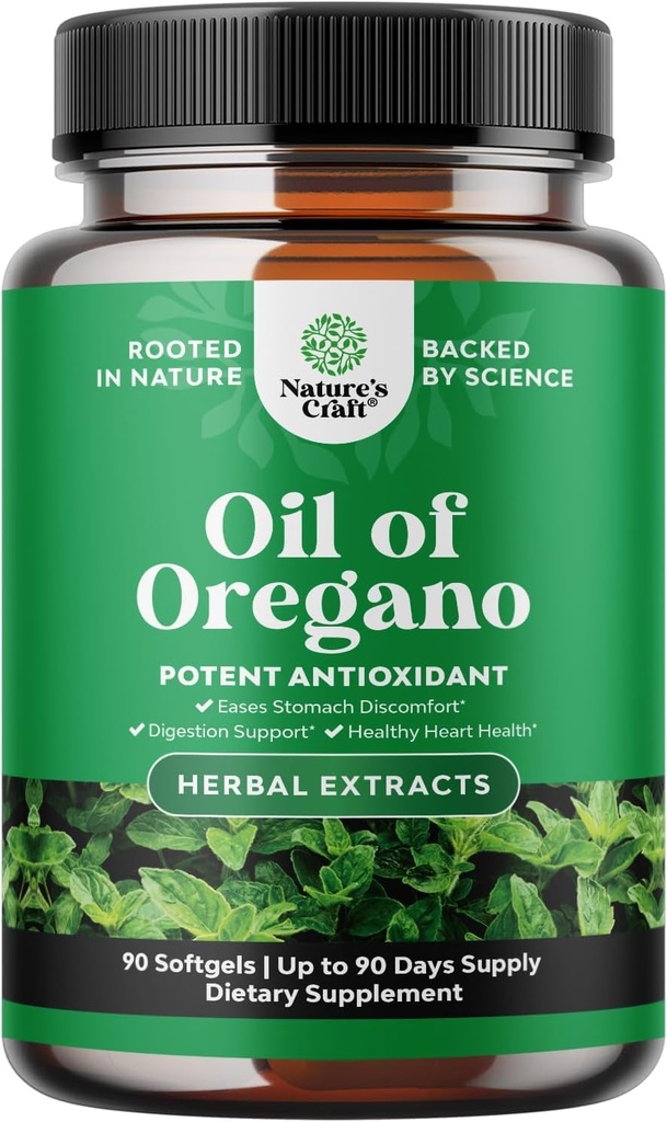 Aceite Salvaje de Oregano Softgels - Detox suave para soporte inmuno - Aceite de orégano concentrado Softgels con carvacrol 70% - Eases Digestión, Gut Balance &amp; Cleanse Body - Suplementos herbales con confianza - 90 Ct