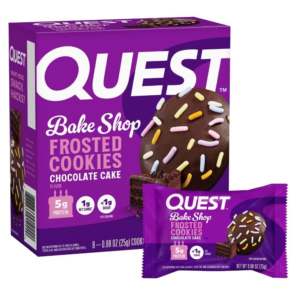 Quest Nutrition Frosted Protein Cookies, Pastel de Chocolate,  Su1g Sugar, 5g Protein, 1g Net Carbs, Gluten Free, 8 Cookies
