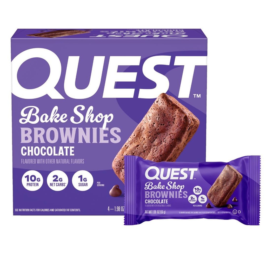 Quest Nutrition Bake Shop, Chocolate Brownies, 10g Protein, 2g Net Carbs, 1g Sugar, 4 Cuenta