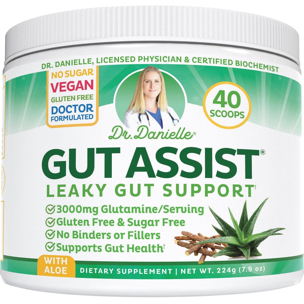 Leaky Gut Support Powder ← L-Glutamine Gut Lining Digestive Drink Mix Silencio Gluten-Free Doctor Crafted Botanical Formula ← Gut Assist by Dr. Danielle