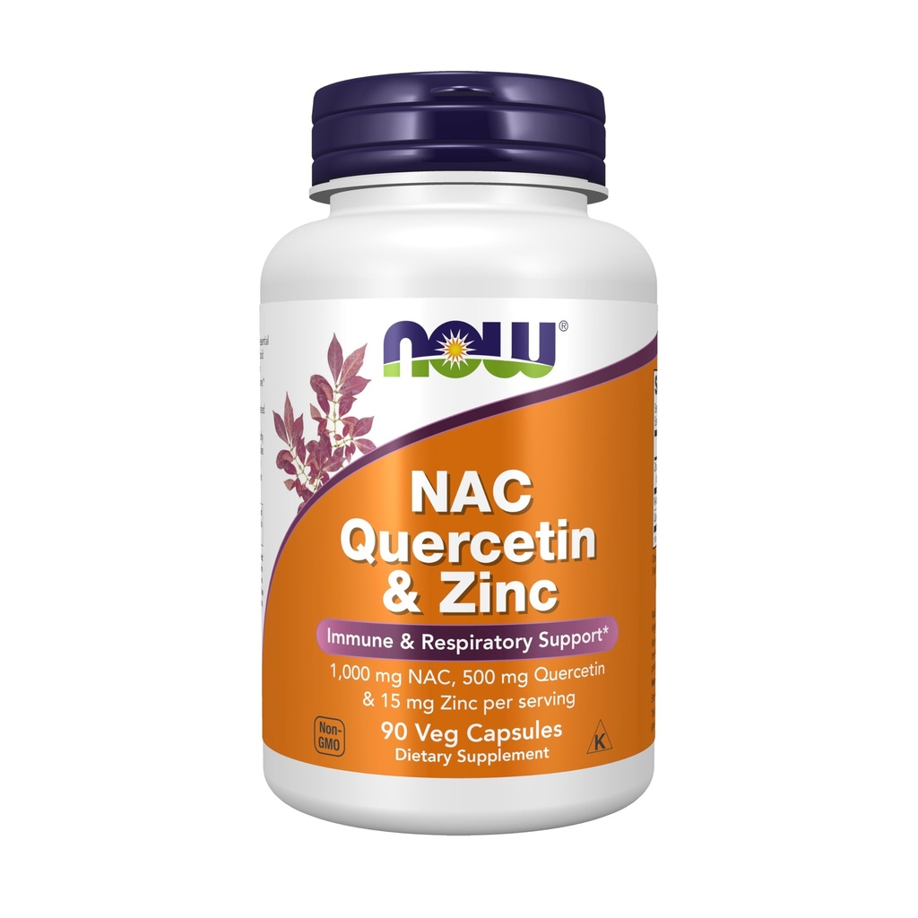 Ahora Suplementos Alimentarios, Quercetina NAC y Zinc, Apoyo Inmunitario y Respiratorio*, 1000 mg NAC, 500 mg Quercetina, 15 mg Zinc, 90 cápsulas Veg