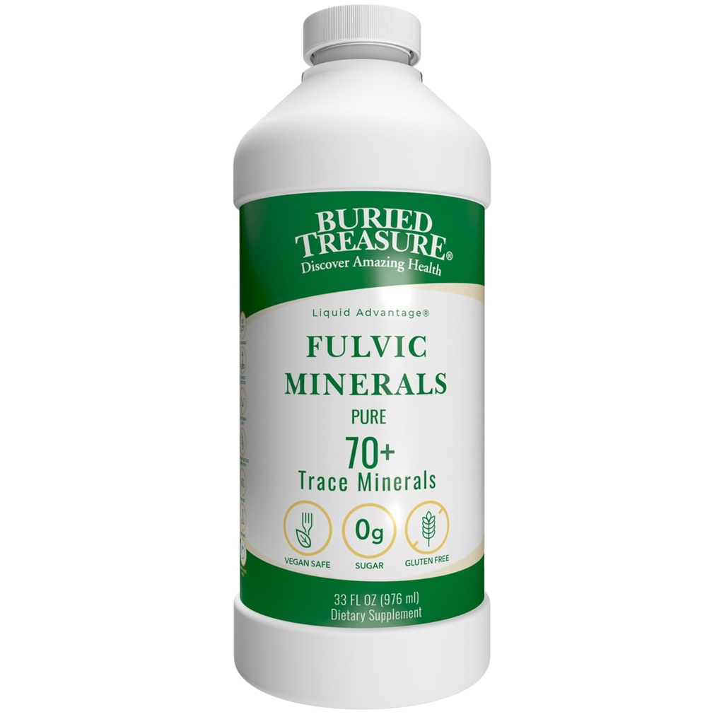 Treasure Buried Liquid Advantage FULVIC MINERALS Pure 70+ Trace Minerals 33 oz Suplemento dietético