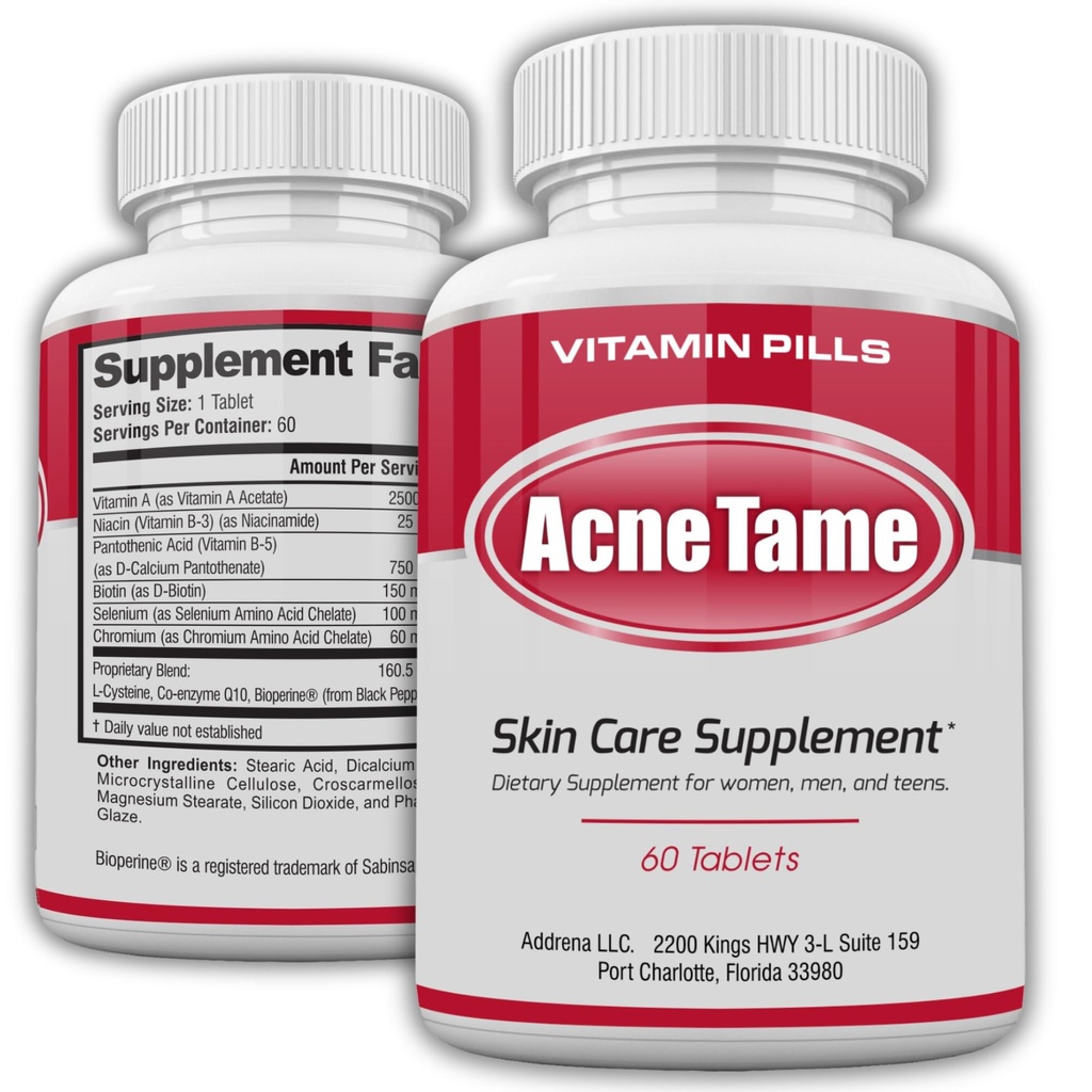 Píldoras de acné- Suplemento de acné- Vitaminas de piel clara Píldora para el tratamiento de la piel aceitosa, Blemishes hormonales, Anti Spots &amp; Cystic Acnes Suplementos para Mujeres, Hombres, Adolescentes & Adultos- 60 Tabletas orales