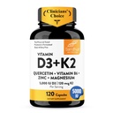 Sandhu's Vitamin D3 K2 Magnesium 5000 IU, 120mcg K2 Capsules 120 Conde (Pack of 1) Silencio con VIT B6, Zinc &amp; Quercetin ANTE D3K2 Apoya Absorción Superior, Energía, Inmune, Salud Muscular para Hombres &amp; Mujeres