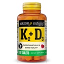MASON NATURAL Vitamina K2 + D3, 100,Day Supply, con Calcio para Soporte Normal de Hueso y Musculo, Tabletas