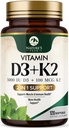 D3 K2 Vitamina - Vitamina D3 5000 UI Per Softgel - Alta Potencia Vitamina D3 Suplemento - 2 en-1 Complejo Vitamina D &amp; Vitamina K2 (MK7) - Fácil de Tragar, Hueso &amp; Soporte Inmunitario - Botellado EE.UU. - 120 Softgels