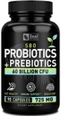 Probióticos y Prebióticos + Probióticos SBO (60 Billones CFU TENIDO 90 cápsulas) Acidophilus Probiótico w. Saccharomyces Boulardii, Bifidobacterium + Spore Probiótico &amp; Orgánica Espejo Prebiótico Fibra Blend