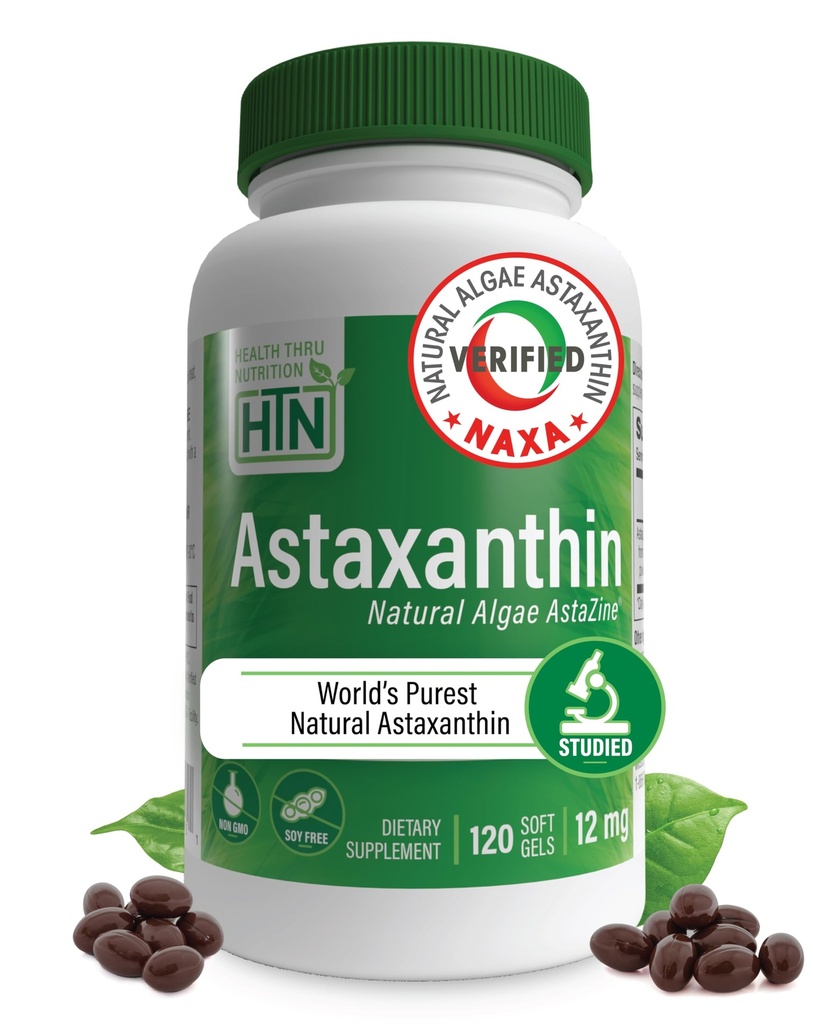 Salud Thru Nutrition Astaxanthin Triple Strength 12mg Suplemento 120 Softgels ← AstaZine de Algae Crecida orgánicamente en el agua Himalaya Pristine