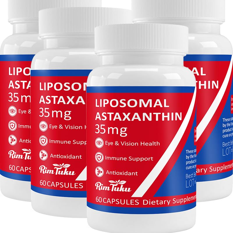 35mg Liposomal Astaxanthin Supplement - Powerful Antioxidant Support for Skin, Joint & Eye Health - Natural Anti-Aging Formula with Pure Astaxanthin - Vegan, Non-GMO, 240 cápsulas