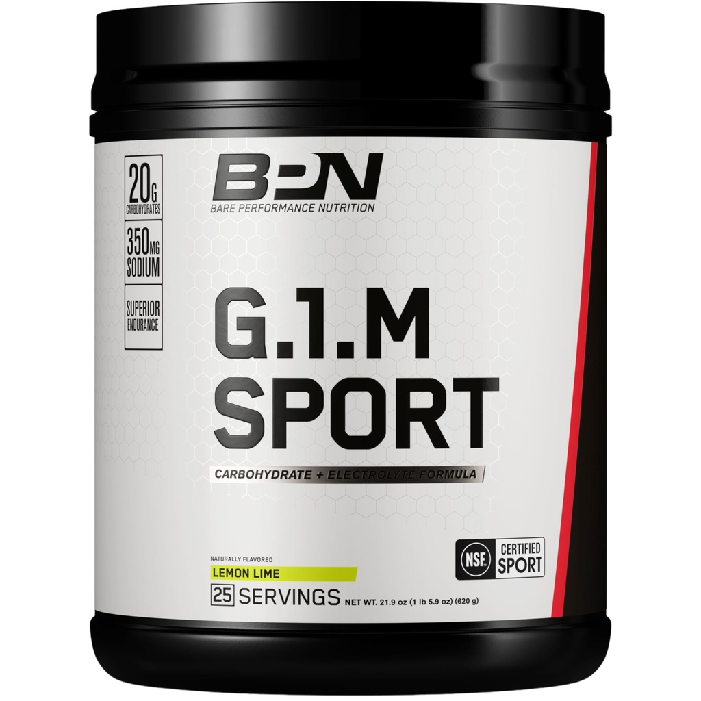 BARE PERFORMANCE NUTRITION, BPN G.1.M Go One More Sport, Endurance Training Fuel, Carbohydrate Superior &amp; Electrolytes Powder Formula, Reduce Fatigue, Lemon Lime, 25 Servings