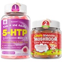 LILICARE Bundle: Mushroom Lions Mane + Saffron + Algae Omega-3 Gummies + 5HTP Gummies para niños y adultos
