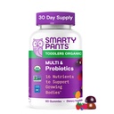 SmartyPants Organic Toddler Multivitamin Gummies: Probióticos, Omega 3 (ALA), Vitamina D3, C, Vitamina B12, B6, A, K & Zinc, Beta Carotene, Gluten Free, Three Fruit Flavors, 60 Cuenta (30 Day Supply)