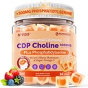 Citicoline 1000mg &amp; Phosphatidylserine 300mg Suplementos CDP Choline Gummies, Brain Supplement for Memory and Focus w/ Lion's Mane Mushroom, Omega-3, Methylfolate, B6 &amp; B12, Non-GMO,Sugar Free,60ct