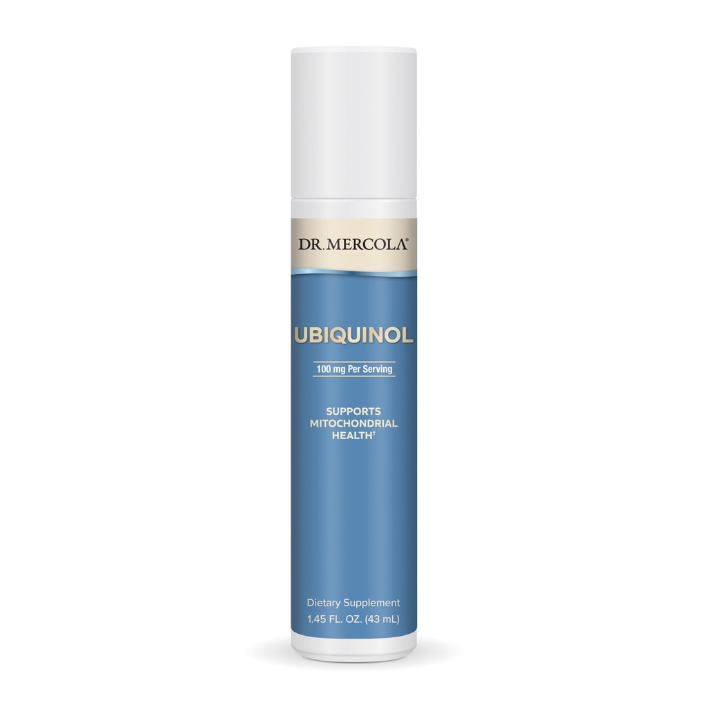 Dr. Mercola Ubiquinol Bomba líquida, 1,45 Fl. Oz. (43 mL), Alrededor de 18 Servimientos, Suplemento dietético, Apoya la Salud Mitocondrial, No GMO