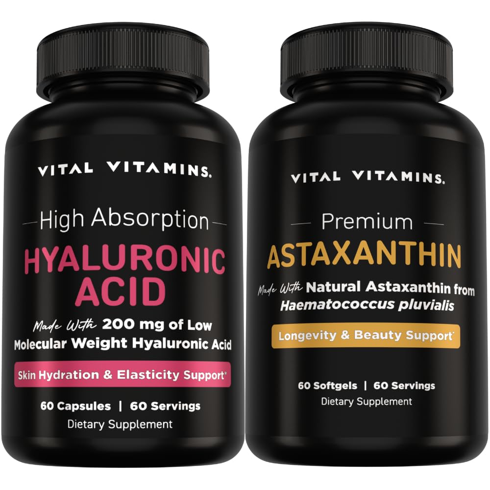 Vitaminas vitales ácido hialurónico puro 60 ct + Astaxanthin 60 ct