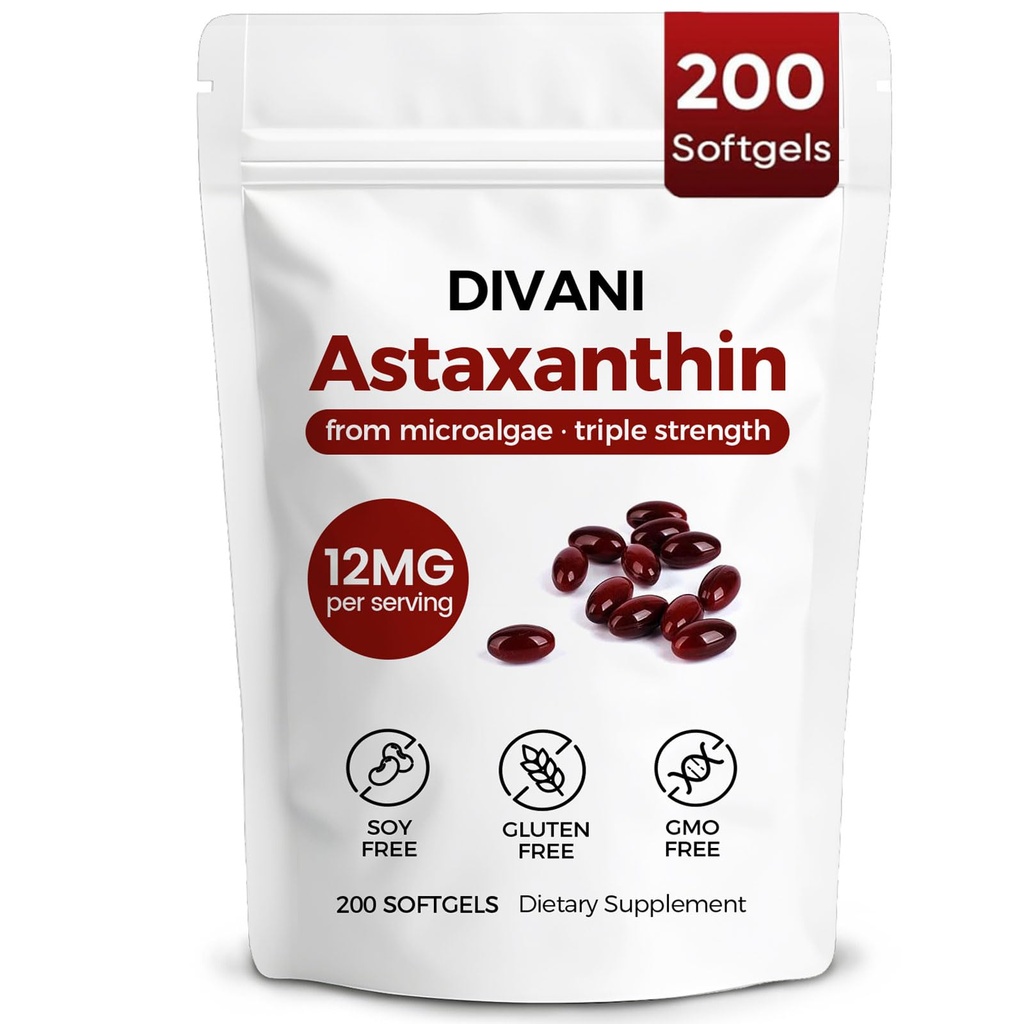 Divani Astaxanthin, Natural Astaxanthin, Non-GMO, Sin gluten, Soy Free, Daily Eye, Skin Support (1)