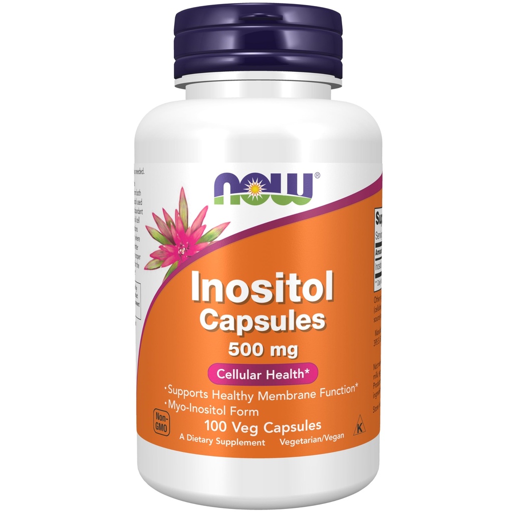 AHORA Suplementos, Inositol 500 mg, Función de Membrana Saludable*, Salud Celular*, 100 cápsulas de Veg