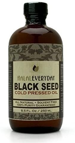 Aceite de semilla negra prensada en frío - Botella de vidrio, sin filtrar Viene con Residu de semillas negras Cumin Nigella Sativa Non-GMO 100% Aceite de color negro puro Kalonji Oil (4oz Glass)
