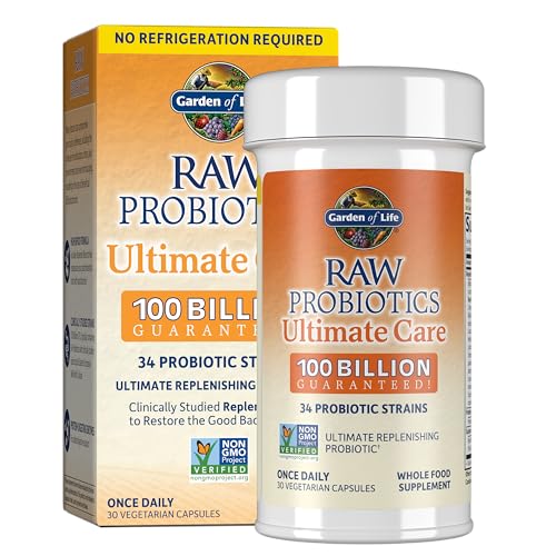 Garden of Life Raw Probiotics for Women and Men Ultimate Care 100 Billion CFU Shelf Stable & Zinc Supplements 30mg High Potency Raw Zinc and Vitamin C Multimineral Supplements