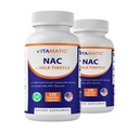 Suplemento NAC Vitamatico N-Acetyl-L-Cysteine (NAC) con esteto de leche 50:1 Extracto - Apoyo Immune, Respiratory, Liver Health, 1200 mg por Serving, 120 Veg Capsules - 2 Pack
