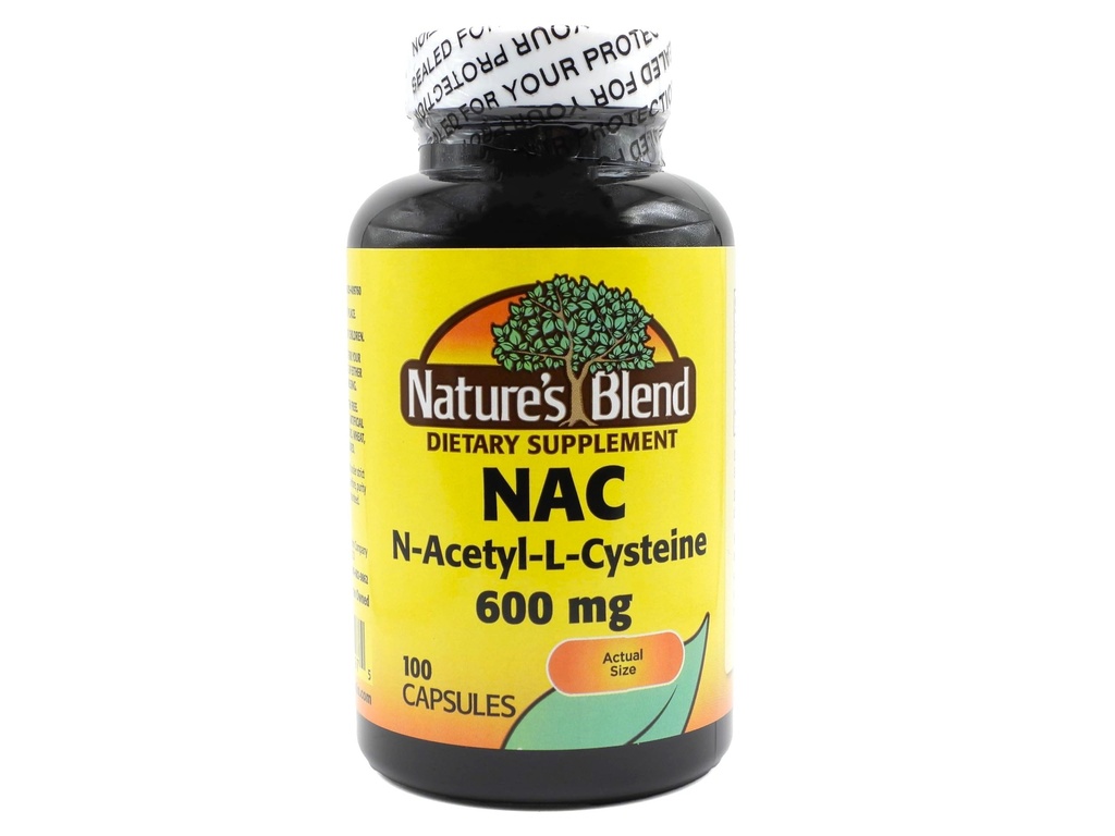 Suplemento NAC Blend de la Naturaleza N-Acetyl-L-Cysteine 600mg 100 Capsules - Apoyo Inmunitario, Antioxidante para la Salud Celular