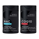 Sports Research® Antioxidant Support Pack - N-Acetyl L-Cysteine (NAC) 600mg, CoQ10 100mg Enhanced w/Coconut Oil & Bioperine - Vegan · No GMO · Gluten Free