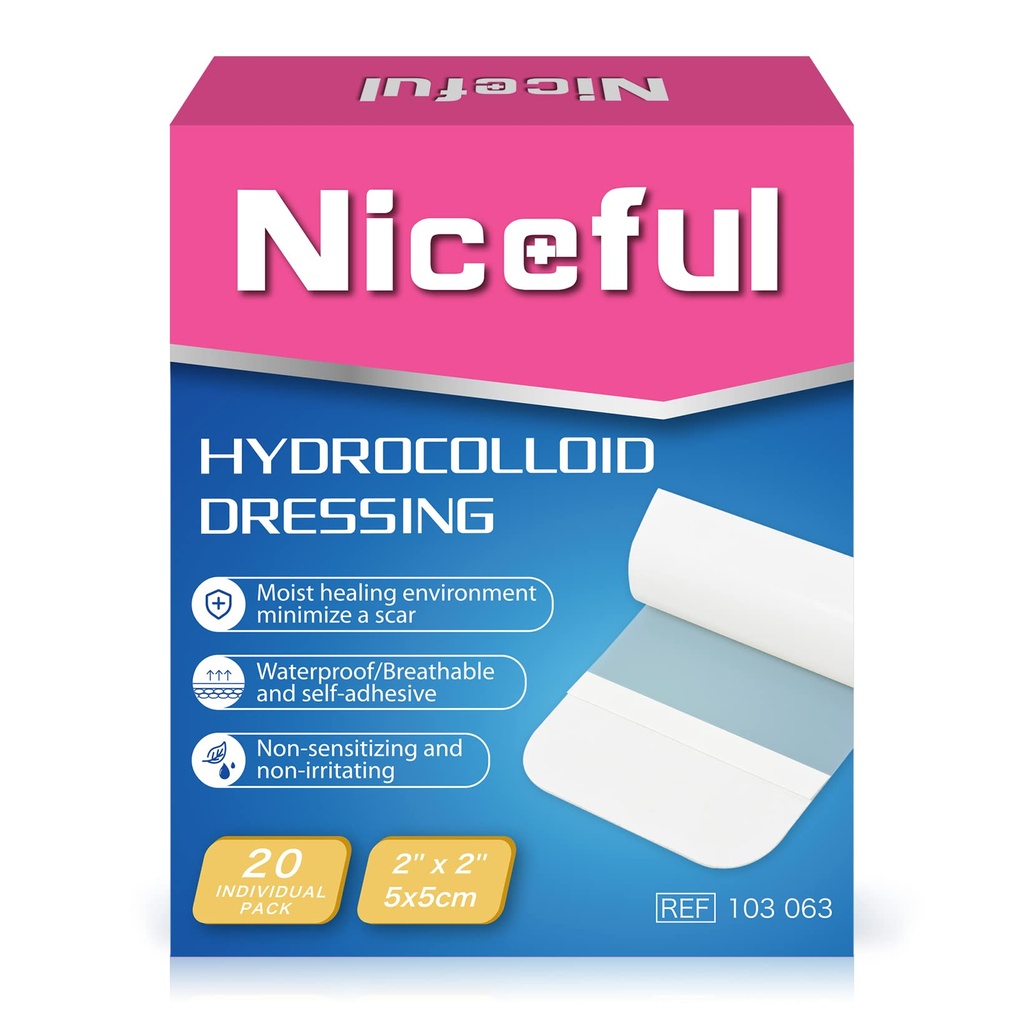 20 Conde Hidrocolloide Bandages 2" x 2", Wound Dressing Small Hydrocolloid Gel Bandages for Wound, Wound Healing Bed Sore Bandage