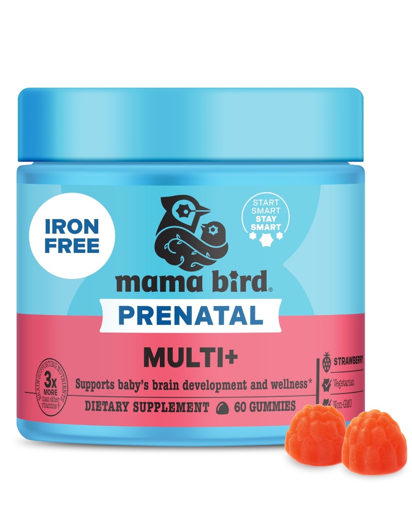 Best Nest Wellness Mama Bird Prenatal Multi Plus - Prenatal Care Supplement Supports Brain & Digestive Health - Vegan Multivitamin with Methylfolate &amp; More - Strawberry, 60 Gummies (30 Servings)