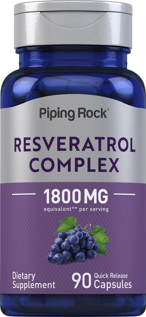 Complejo de Resveratrol de Piping Rock ← 90 Capsules ← Ultra Potent ← Non-GMO, Gluten Free Supplement