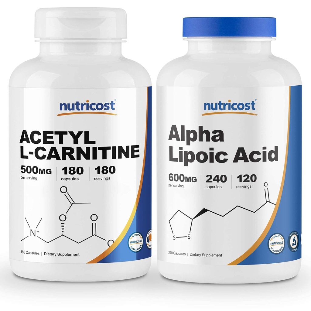 Nutricost Alpha Lipoic Acid 600mg, 240 caps &amp; Acetyl L-Carnitine 500mg, 180 caps