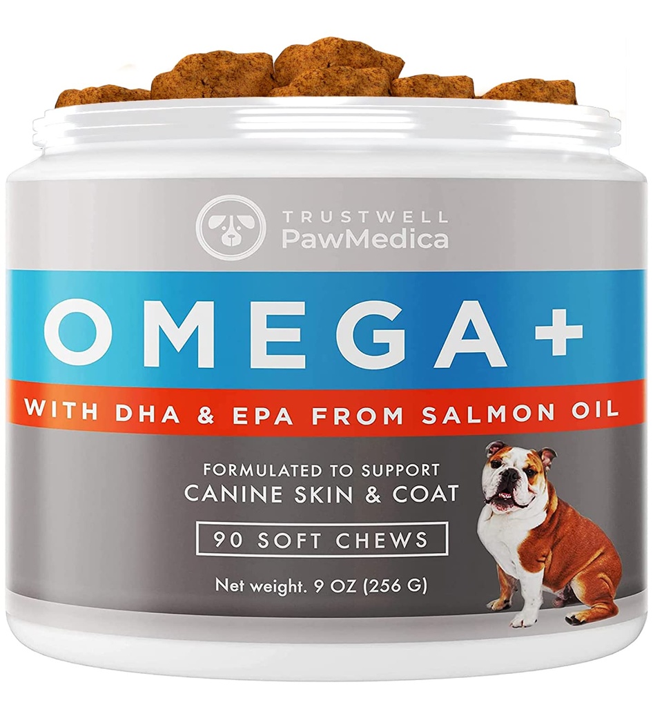 PawMedica Omega 3 para perros, piel de perro y suplemento de carne con aceite de pescado Ayuda con piel seca de perro, Omega 3 6 9 Vitamínico para alergias a perros