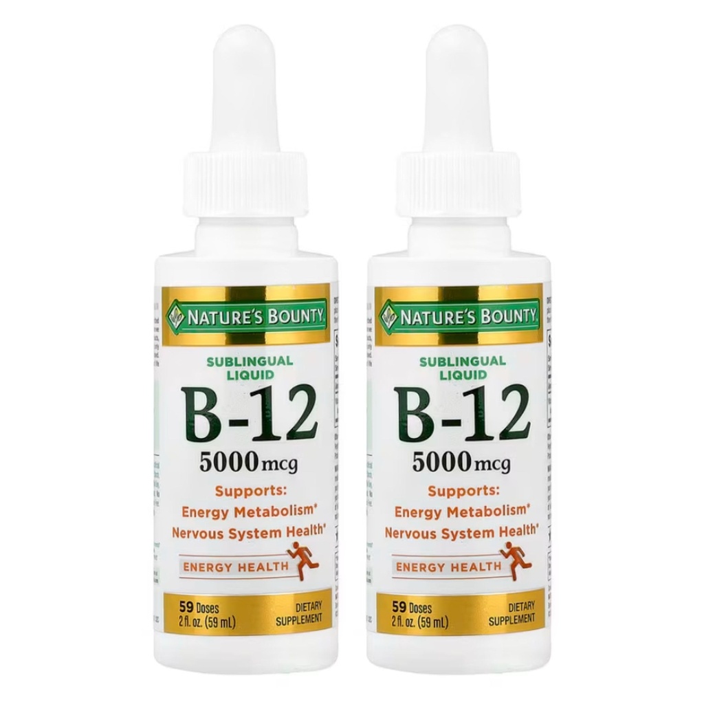 Bounty B-12 5000 mcg Sublingual Liquid Energy Health, 2 Fl Oz (2 Bottles)
