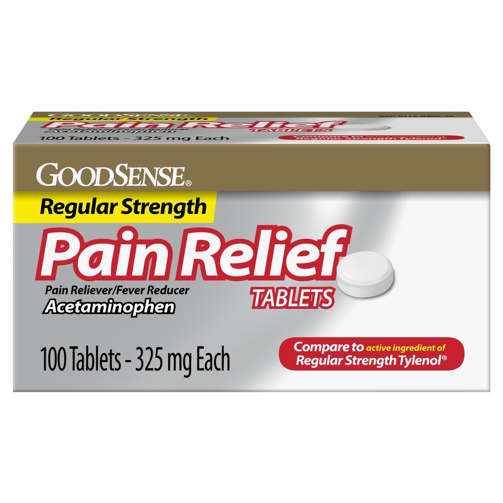 Alivio de dolor, tabletas de acetaminofén 325 mg, fuerza regular, alivio de dolor y reducción de fiebre