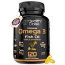 Dosis de salud Omega 3 aceite de pescado 2000mg – Softgeles con sabor a limón con EPA 800mg &amp; DHA 600mg para soporte de cerebro, corazón y bienestar – Easy-to-Digest, No Burps de pescado – 120 Softgels, 2-Month Supply