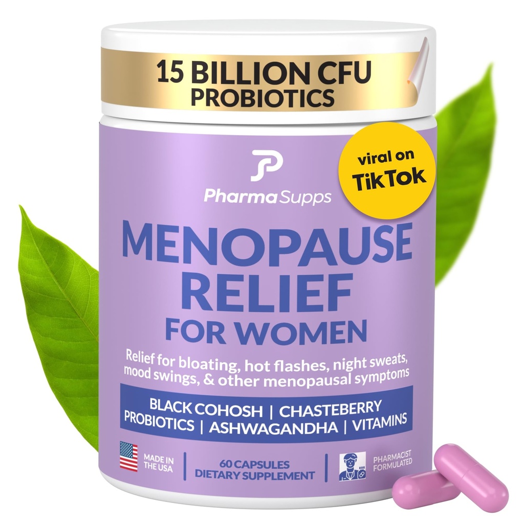 Suplementos de la menopausia natural para las mujeres - Suplementos de perimenopaus para el equilibrio hormonal, sofocantes " tópicos urgentes Alivio de la menopausia w/Probióticos " , Cohosh negro " Chasteberry