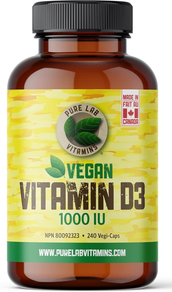 Vitamina Vegan Vitamina D3 1000IU, 240 Vegi-Caps Made in Canada