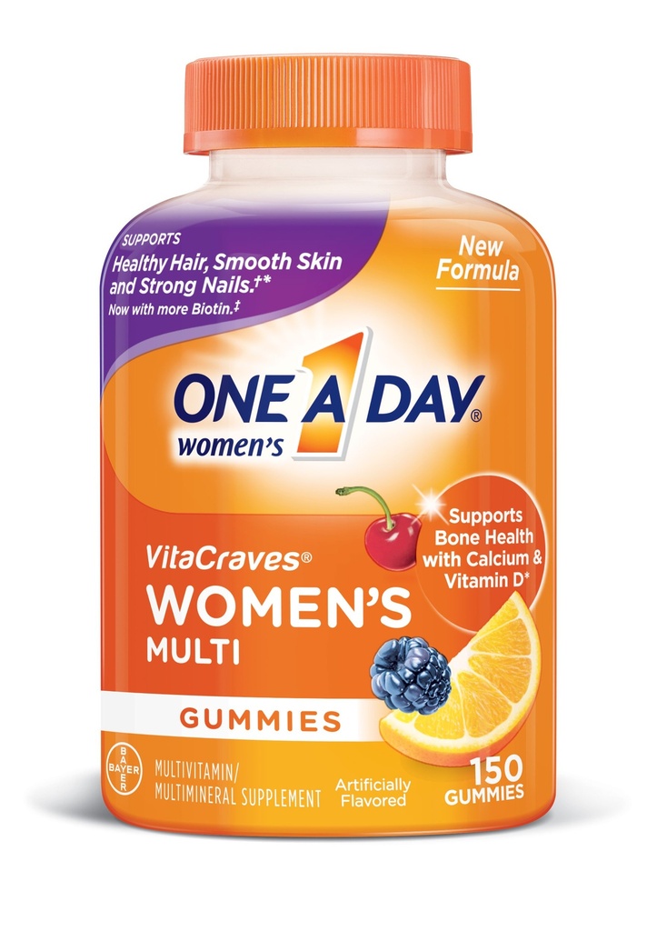 Un día Multivitamina femenina, Suplemento con vitaminas A, C, E, B1, B2, B6, B12, Biotina, Calcio y Vitamina D, 150 cuentan