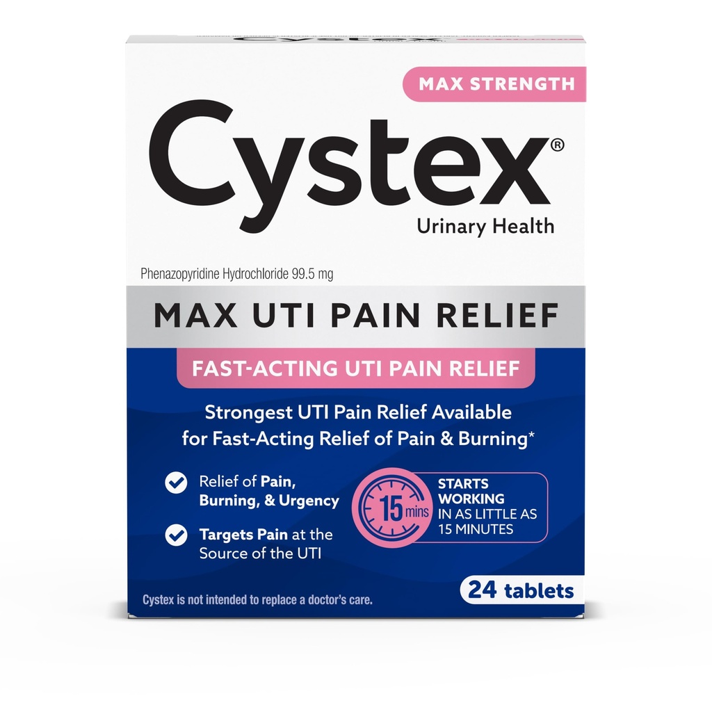 Cistex Maximum-Strength UTI Doin Relief Tablets - 99,5 mg Phenazopyridine HCl para el alivio rápido de la incomodidad de quemador y vejiga - 24-Count
