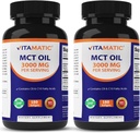Vitamatic 2 Packs MCT Oil Capsules 3000 mg por Serving - 180 Softgels - de aceite de coco - Contiene 55% caprílico Acid C8 y 40% capric Acid C10 (Total 360 Softgel)
