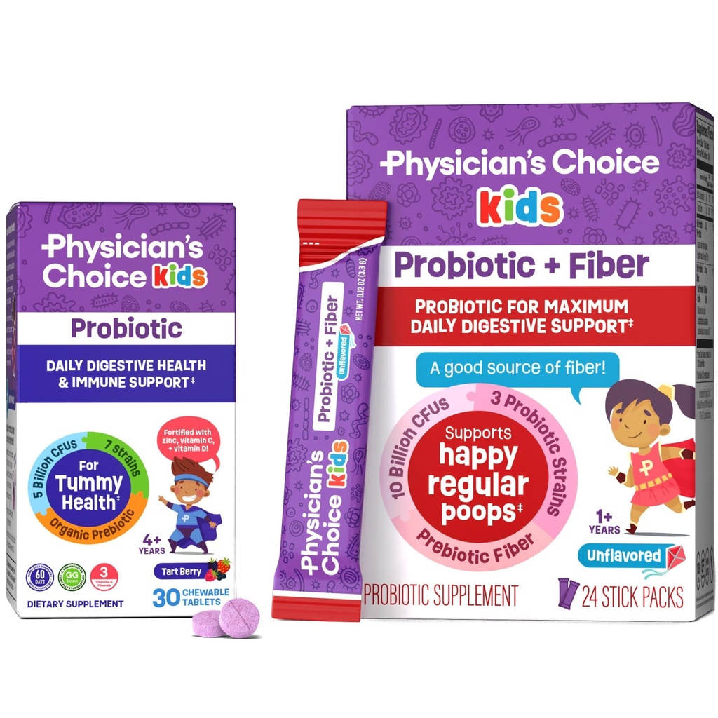 Fesician's CHOICE Kids Happy Tummy Bundle - Fiber 24pck + Probiótico 30ct