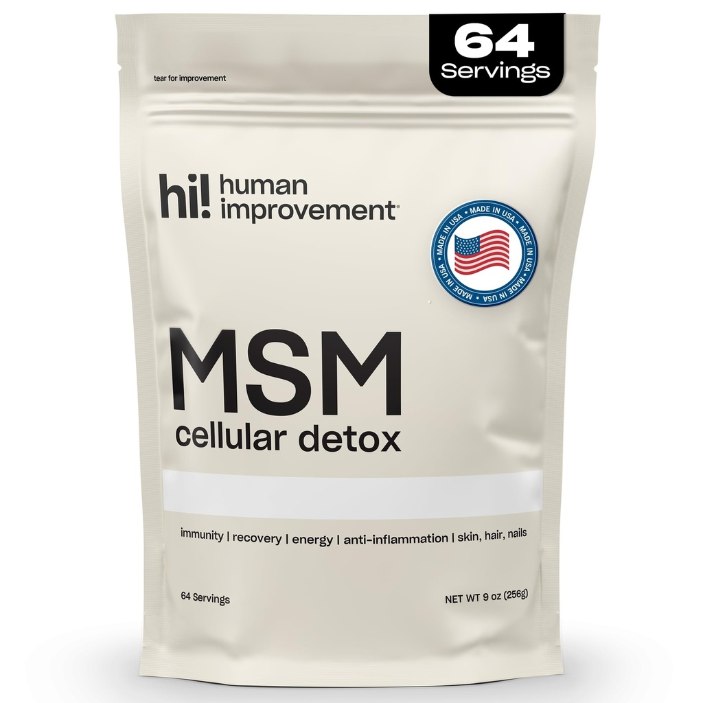 Pure MSM Powder ¦ Orgánica Sulfur Powder para la piel, el pelo y los clavos Ø Celular Detox, Salud Conjunta, Immune Boost, &amp; Aumento de Energía TEN 99.9% Puro MSM Suplemento TENIDO EN LOS EE.UU., 0g Sugar (64 Servings)