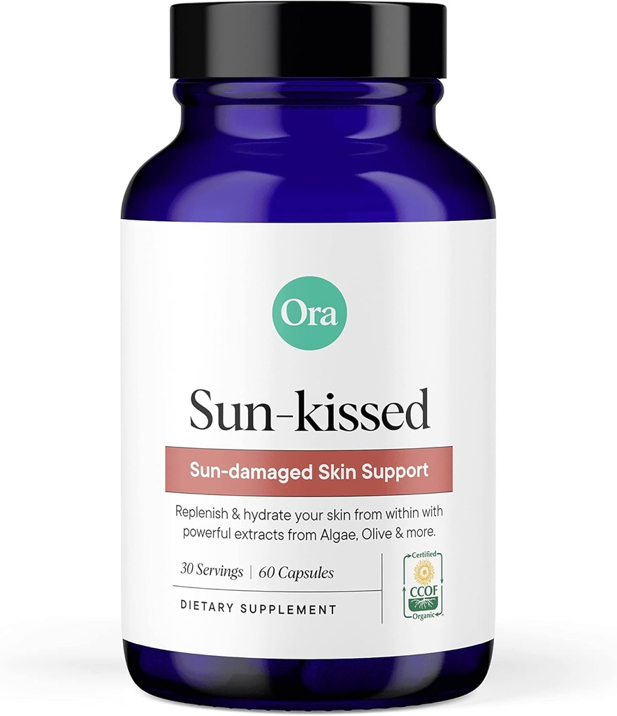 Ora Ora Organic Skin Health Supplement - Sun Damage Support - Promueve la Defensa Natural de la Esquí Silencioso Antioxidantes Veganos incluyendo Astaxanthin y Carotenoides - 1 Month Supply, 60 cápsulas