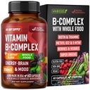 Complejo de vitamina B - B1 Silencio B2 Silencio B3 Silencio B5 Silencio B6 Silencio Biotin Silencio B12  5-MTHF - Astragalus &amp; Whole Food Blend - Energía, Metabolismo &amp; Cerebro - Vitaminas B para Hombres Mujer - Made in USA - 60 cápsulas, 60 días de suministro