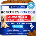 Probióticos para perros - Apoyo Gut Health, Itchy Skin, Alergías, Inmunity, Yeast Balance - Probióticos para perros y enzimas digestivas con prebióticos - Reducir la diarrea, Gas - 120 Chews probióticos para perros